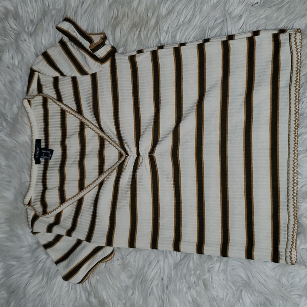 Forever 21 Striped Ruched Crop Top – Size Medium